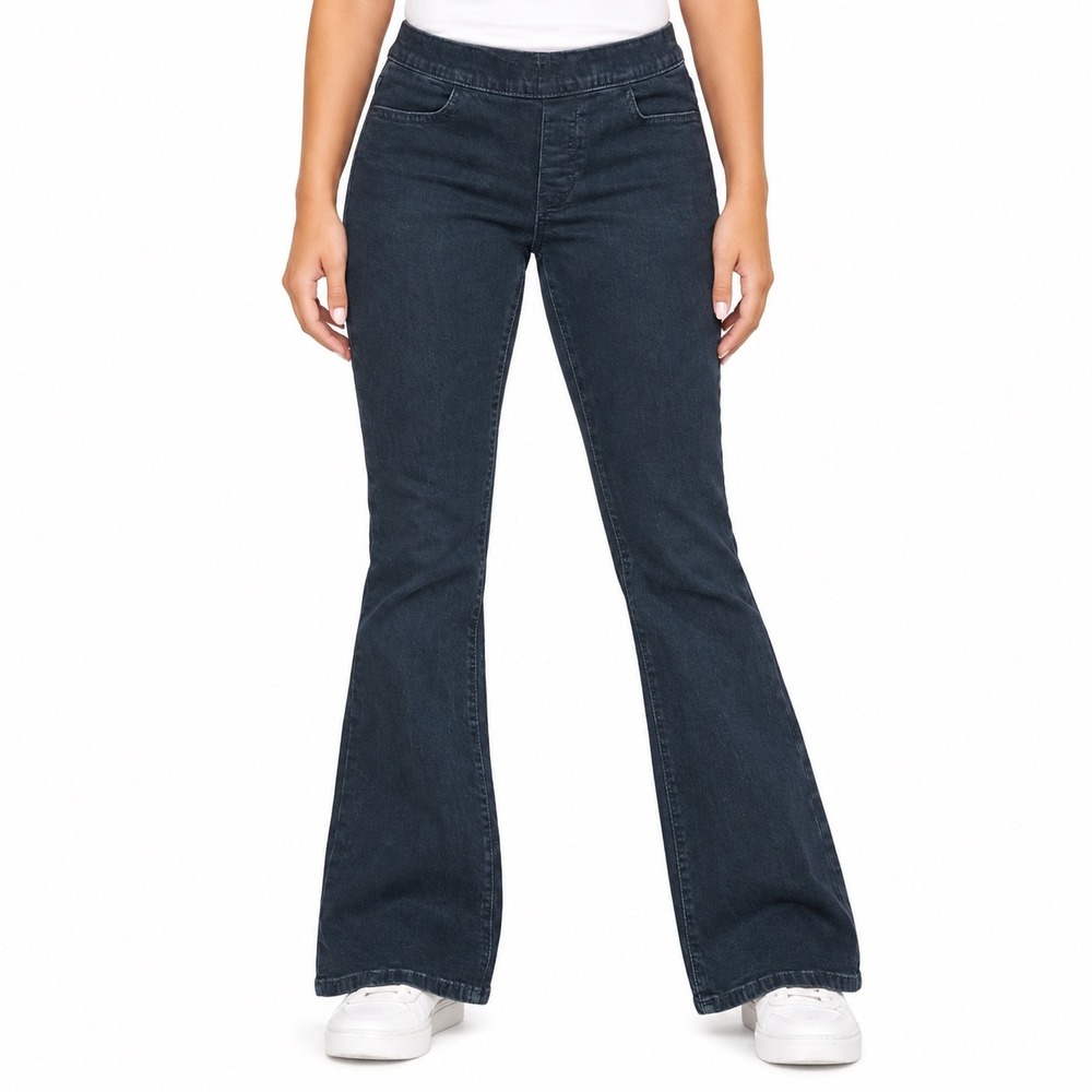 Old Navy Girls XL 14-16 Boot-Cut Built-In Tough Jeans Dark Wash Black Pull-On